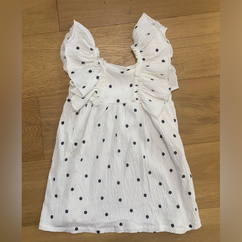 Zara white with black polka dots dress size 4-5 like new